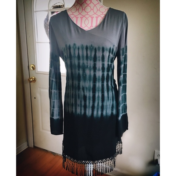 NEW TIE DYE FRINGE BOHO DRESS - Picture 3 of 3