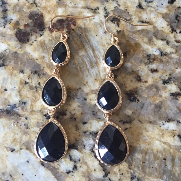 Black and gold dangle earrings