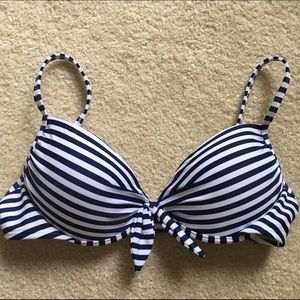 Navy and white bathing suit top