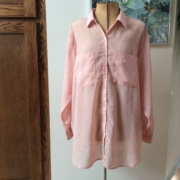 American Apparel pink chiffon button-up