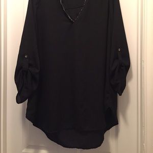 Embellished, black tunic