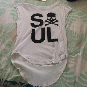 Soul Cycle high low printed top.