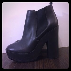 Black platform booties