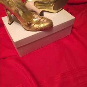 Bundle for Vicki designer purse and gold shoes.