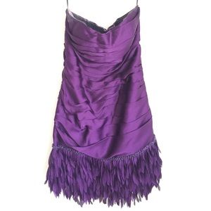 Strapless Cocktail Dress Purple w beading & fringe