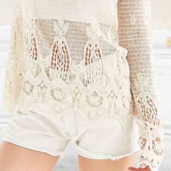 Urban Outfitters Ecote Ivory Eden Crochet Top - Picture 2 of 4