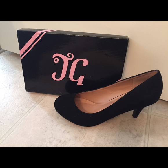 Round Toe Kitten Heel Black Suede Dress Shoes