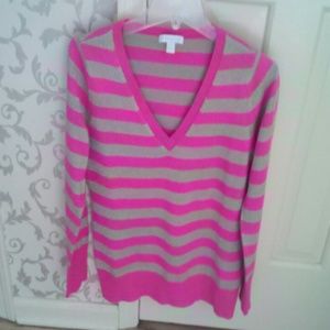 Pink and gold v-neck sweater
