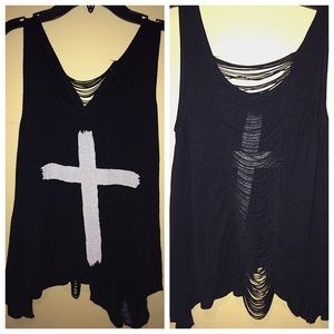 Forever 21 black cross tank