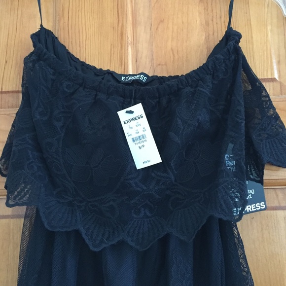 Express Black Strapless Lace Dress - Picture 2 of 4