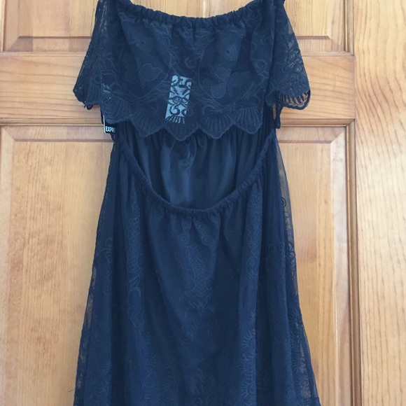 Express Black Strapless Lace Dress - Picture 4 of 4