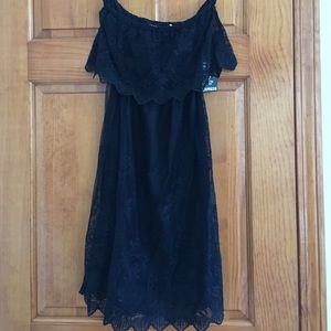 Express Black Strapless Lace Dress
