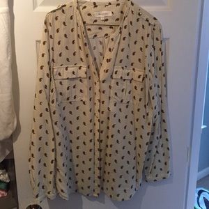 Two Vince Camuto studded button blouse