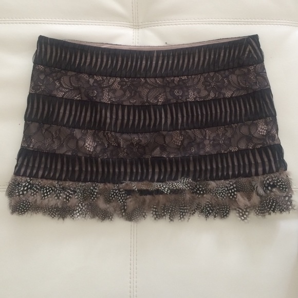 BEBE Feathered Skirt