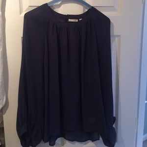 Halogen/Nordstrom ocean blue sheer blouse