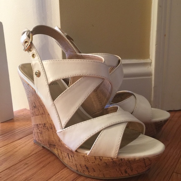 GUESS wedge heels. White. No imperfections.