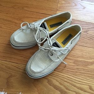 White Sequin Sperry Topsiders