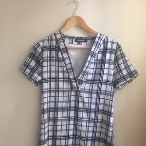 MISSGUIDED check print plunge shift dress SMALL
