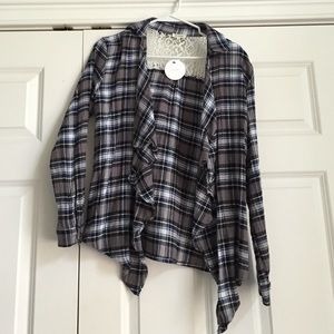 Lace back Flannel Cardigan