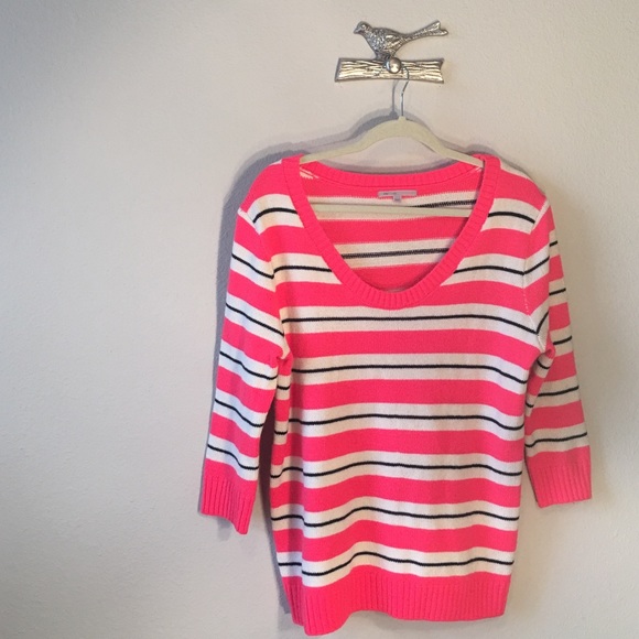 Gap Neon Striped Scoop Neck Sweater