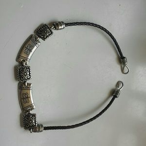 Silver Brighton necklace on brown rope