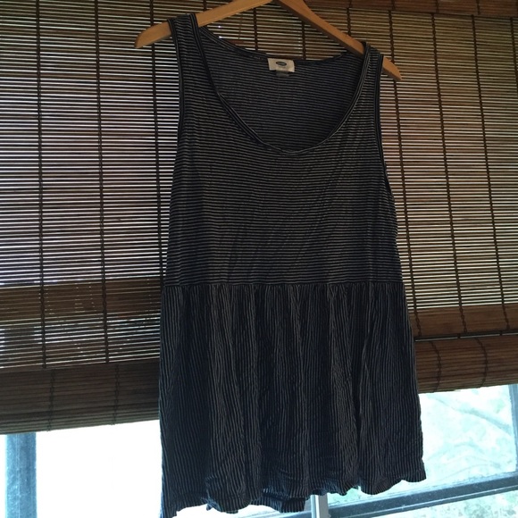 XL navy and white stripe baby doll tank