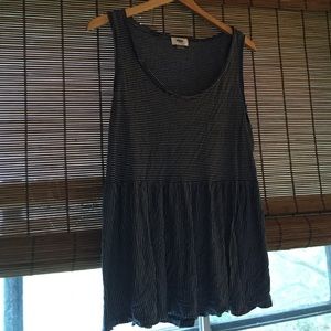 XL navy and white stripe baby doll tank