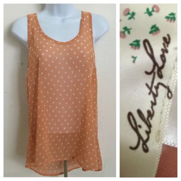 Liberty Love Peach Polka Dot Sheer Tank Top