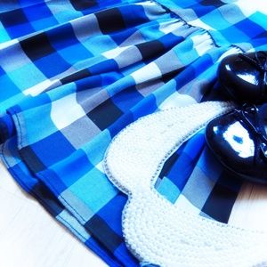 Marilyn Monroe Flowy Blue Tartan Mini Skirt