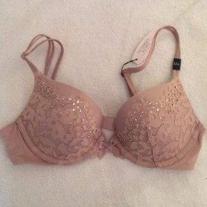 SALE🚨VS Dark Nude with Gold Rhinestone Accent Bra