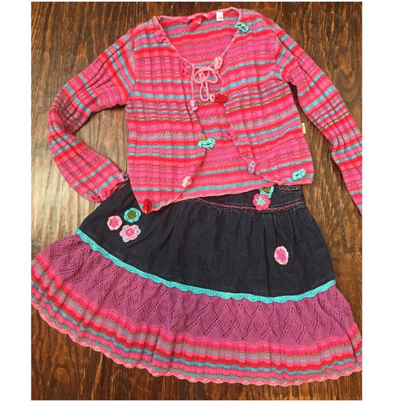 Mim-Pi Girls Denim Skirt & matching Sweater 6