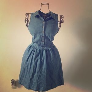 Short sleeve button up Jean dress/w cutouts