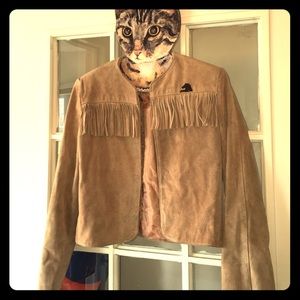 Vintage tan suede fringed Jacket