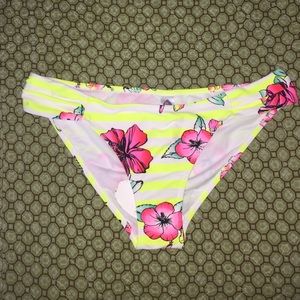 Yellow and White striped bikini bottom