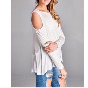 White shoulder cut out top!