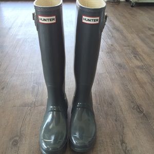 Hunter Original Gloss Tall Gray Rain Boots