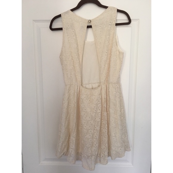 Juniors Cream Backless Mini Dress Size S