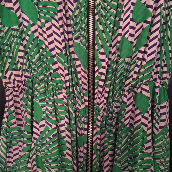 Aqua silk printed dress - Picture 2 of 3