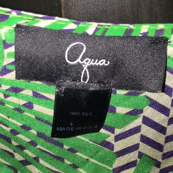 Aqua silk printed dress - Picture 3 of 3