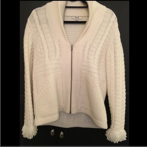 Madewell ivory fringe sweater