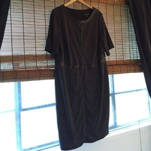 18W houndstooth and leather dress