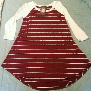 NWT Maroon and White Flare Top
