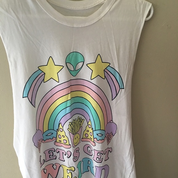 Jac Vanek sleeveless cutoff LETS GET WEIRD, Small