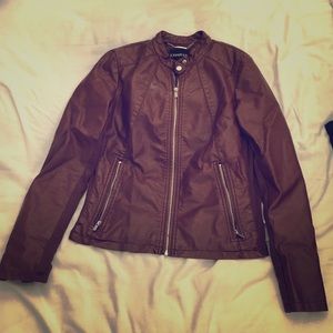 Express Faux Brown Leather Jacket (Size M)