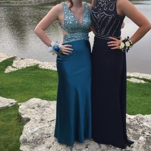 Blue sparkly top prom dress