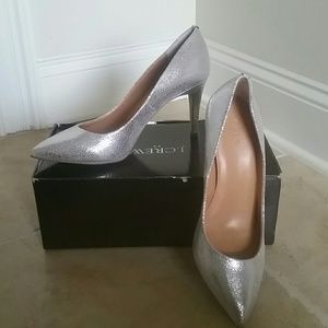 J. Crew Metallic Silver Heels