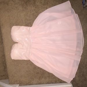 Pink short strapless dress
