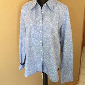 Light Blue Paisley Button Down Blouse