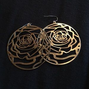 Gold floral print "hoop" earrings!