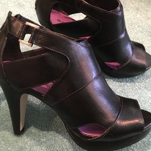 Black Madden Girl Zipper Back Strappy Heels